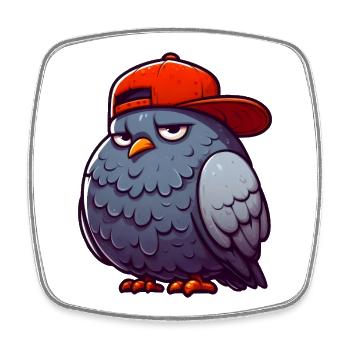 Pigeon Hiphop Red Cap - Square fridge magnet - white - Front