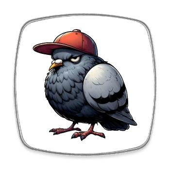 Taube Hiphop Kappe - Viereckiger Kühlschrankmagnet - Weiß - Vorne