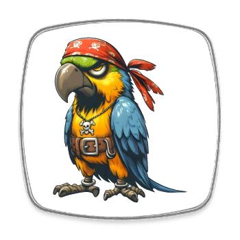 perroquet pirate - Magnet carré - blanc - Devant