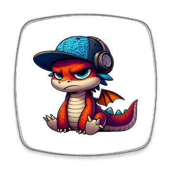HipHop-Drache - Viereckiger Kühlschrankmagnet - Weiß - Vorne