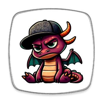 dragon hiphop mauve casquette - Magnet carré - blanc - Devant