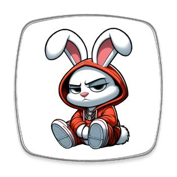 lapin hiphop capuche - Magnet carré - blanc - Devant