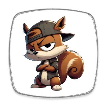 Squirrel Hiphop Cap - Square fridge magnet - white - Front