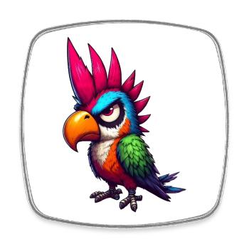 Punk Parrot - Square fridge magnet - white - Front