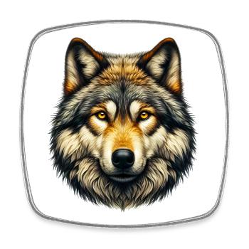 Wolf - Viereckiger Kühlschrankmagnet - Weiß - Vorne