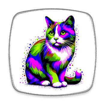 Katze - Viereckiger Kühlschrankmagnet - Weiß - Vorne