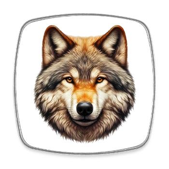 Wolf - Viereckiger Kühlschrankmagnet - Weiß - Vorne