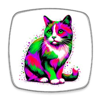 Cat - Square fridge magnet - white - Front