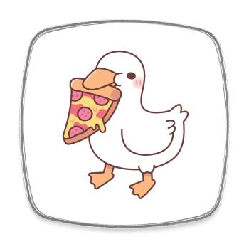 Mignon canard blanc avec tranche de pizza au pepperoni - Magnet carré - blanc - Devant