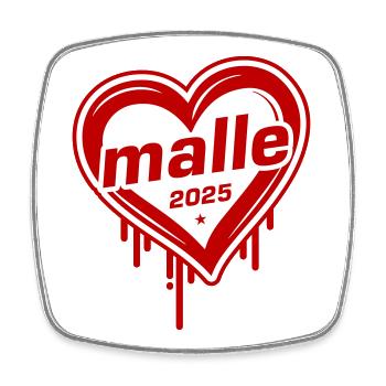 Malle 2025 Herz Mallorca - Viereckiger Kühlschrankmagnet - Weiß - Vorne