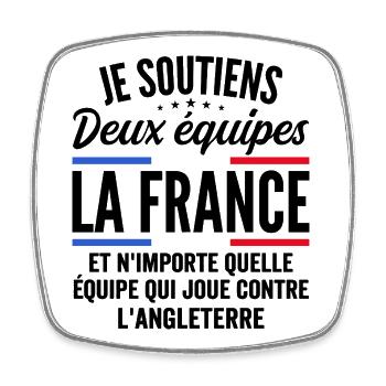 Je Soutiens Deux équipes la France - Magnet carré - blanc - Devant
