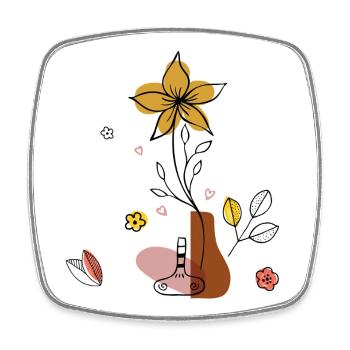 Flower vase - Square fridge magnet - white - Front
