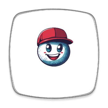 Cap Rouge Golf Ball Mascot - Square fridge magnet - white - Front
