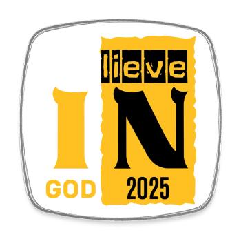 Graphique Croyant en Dieu 2026 - Magnet carré - blanc - Devant