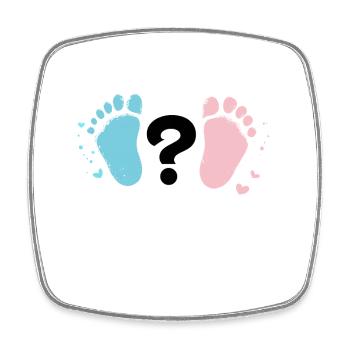 Pastel Baby Footprints and Question - Square fridge magnet - white - Front