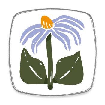 Stilisierte Wildblume - Viereckiger Kühlschrankmagnet - Weiß - Vorne