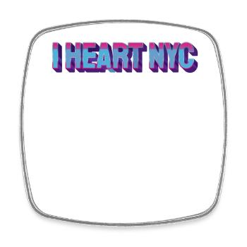 Neon Heart NYC Retro Typography - Square fridge magnet - white - Front