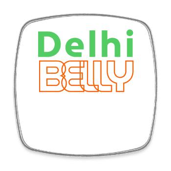 Delhi Belly Neon-Logo T-Shirt - Viereckiger Kühlschrankmagnet - Weiß - Vorne