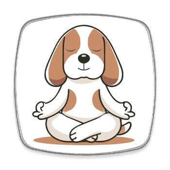 Beagle méditant – Calme et pleine conscience - Magnet carré - blanc - Devant