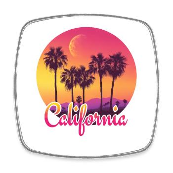 Coucher de soleil sur la plage de Californie - Magnet carré - blanc - Devant