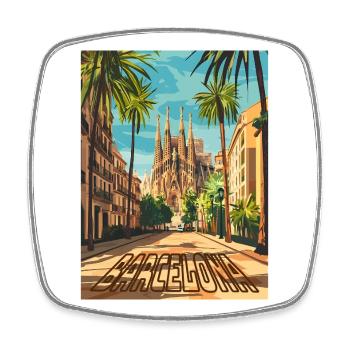 De la rue Barcelona à la Sagrada Família - Magnet carré - blanc - Devant