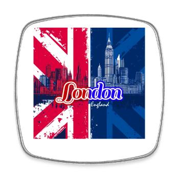 Silhouette de l’Union Jack de Londres - Magnet carré - blanc - Devant