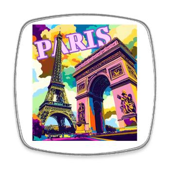 Paris Pop Art Skyline - Magnet carré - blanc - Devant