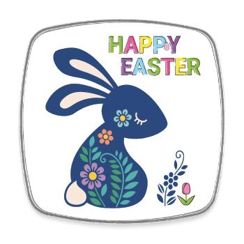 Osterhase Happy Easter - Viereckiger Kühlschrankmagnet - Weiß - Vorne