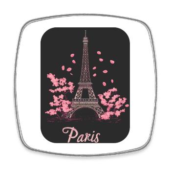 Pink Blossom Eiffel in Paris - Square fridge magnet - white - Front
