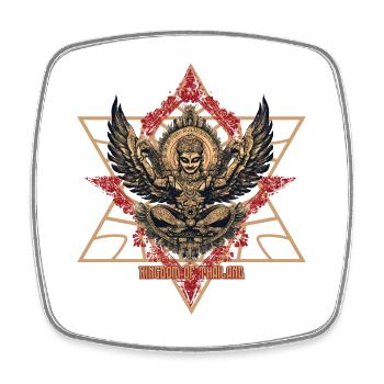 Thai-Heiliges Geflügeltes Emblem - Viereckiger Kühlschrankmagnet - Weiß - Vorne