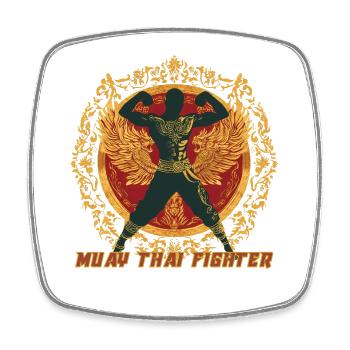 Muay Thai Kriegerflügel-Emblem - Viereckiger Kühlschrankmagnet - Weiß - Vorne