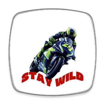 Roule dur, reste sauvage, moto rider - Magnet carré - blanc - Devant