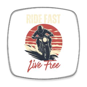 Ride Fast Live Free Moto Graphic - Magnet carré - blanc - Devant