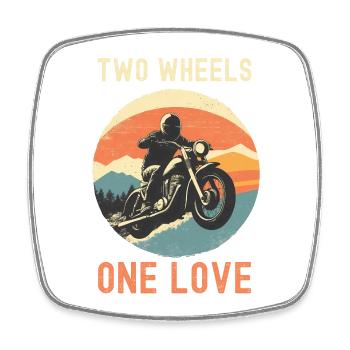 Two Wheels One Love - Square fridge magnet - white - Front