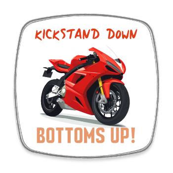 Kickstand Down Bottoms Up Moto - Magnet carré - blanc - Devant