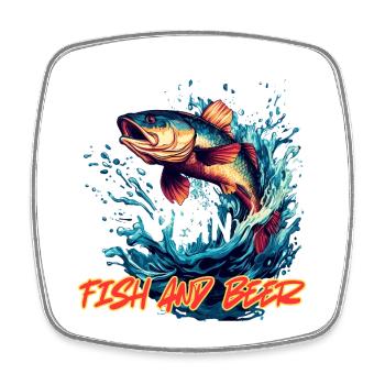 My Retirement Plan: Fish and Beer - Square fridge magnet - white - Front
