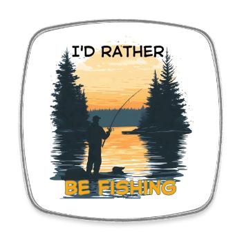 I'D RATHER BE FISHING SUNSET - Square fridge magnet - white - Front