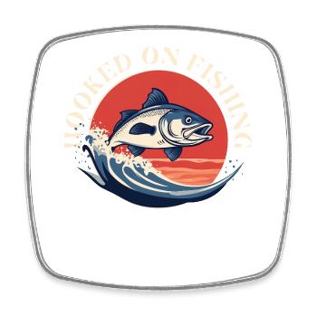 Accro à la pêche, pas au travail - Magnet carré - blanc - Devant