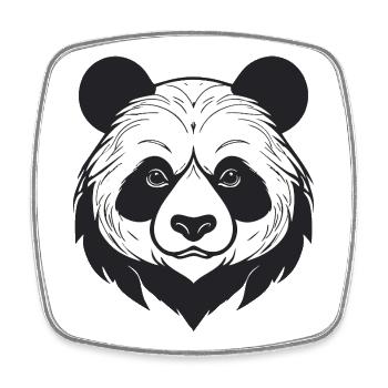 Panda Illustration in Schwarz-Weiß - Viereckiger Kühlschrankmagnet - Weiß - Vorne