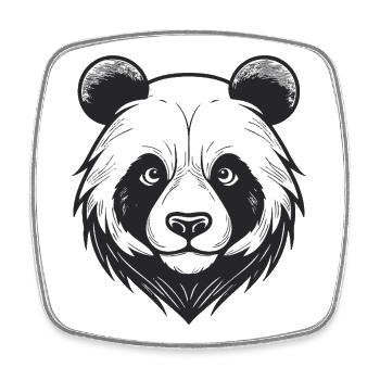 Visage d’ours avec breloque d’animal sauvage - Magnet carré - blanc - Devant