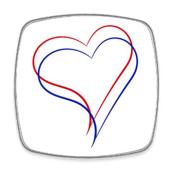 Ein rotes und ein blaues Herz zusammen - Viereckiger Kühlschrankmagnet - Weiß - Vorne