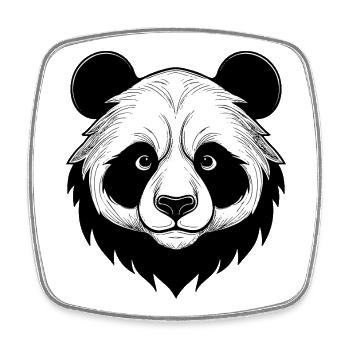 Panda Face Illustration - Square fridge magnet - white - Front