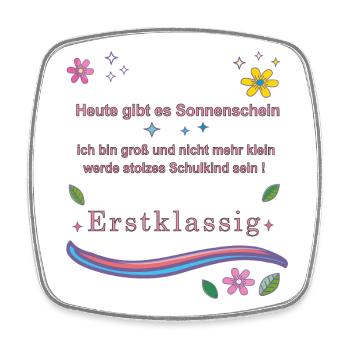 Schulkind Erstklassig - Viereckiger Kühlschrankmagnet - Weiß - Vorne