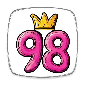 98 Nombre Couronne - Magnet carré - blanc - Devant