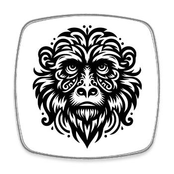 Singe hurleur tribal - Magnet carré - blanc - Devant