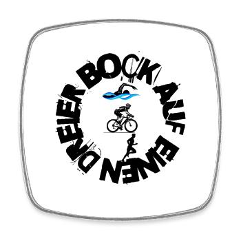 Schwimmen - Radfahren - Laufen = TRIATHLON - Viereckiger Kühlschrankmagnet - Weiß - Vorne