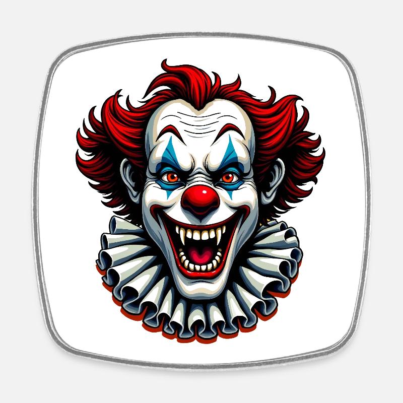 Crazy Clown - Square fridge magnet - white