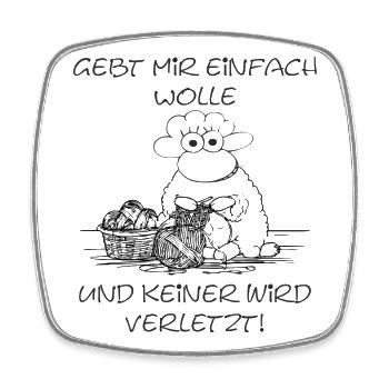Gebt mir einfach Wolle Schaf-Motiv für Strickfans - Viereckiger Kühlschrankmagnet - Weiß - Vorne