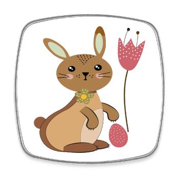 Osterhase - Viereckiger Kühlschrankmagnet - Weiß - Vorne