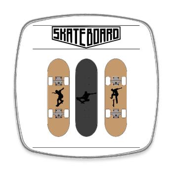 Skateboard - Square fridge magnet - white - Front